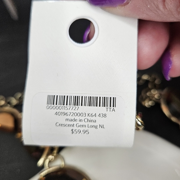 Coldwater Creek Gold Tone Crescent Gem Long Necklace 32 Inches NWT - Picture 6 of 14